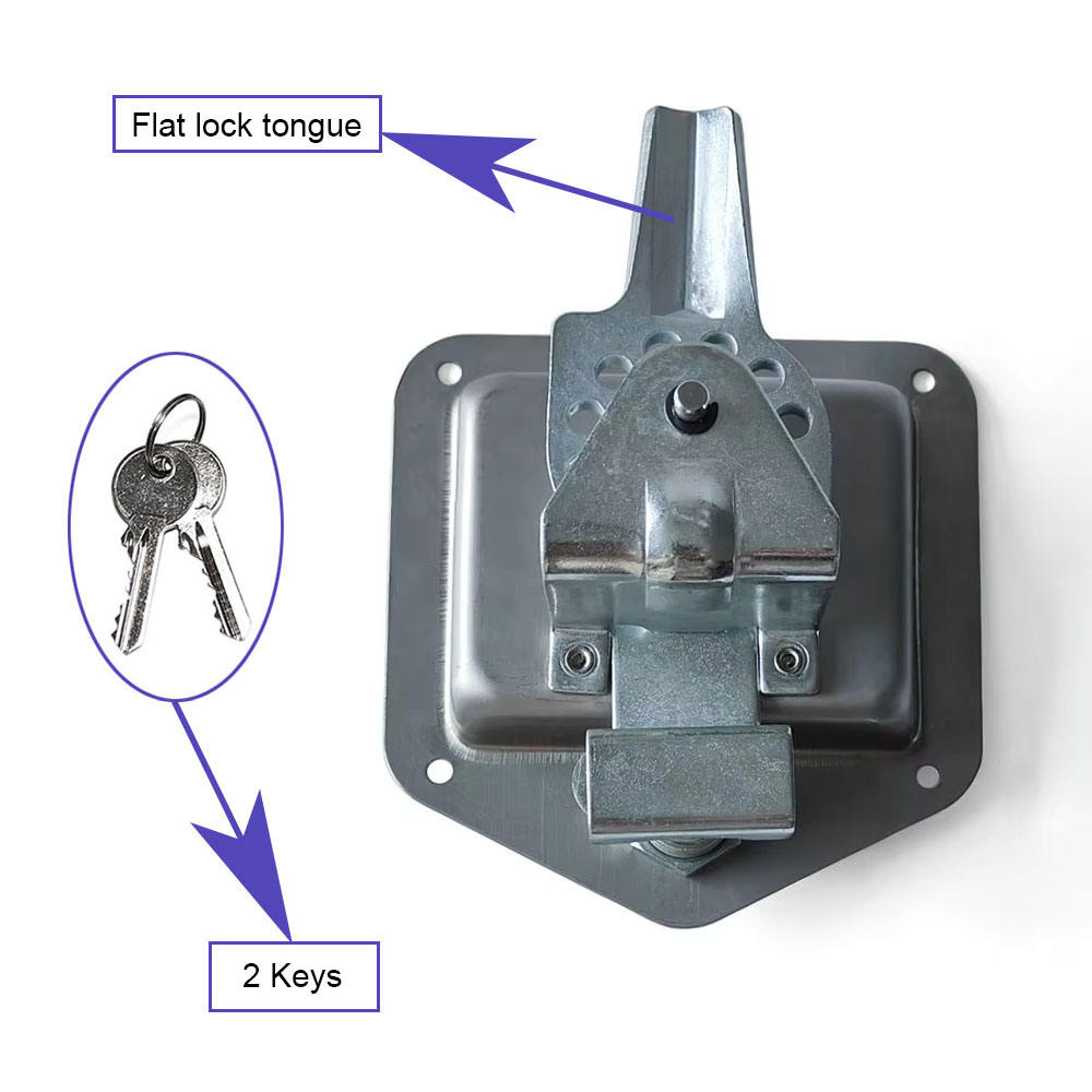 Polished Stainless Steel Folding T-Compression Handle Paddle Panel Latch with Dust Cover RV Truck Toolbox Locks Key - Image 6