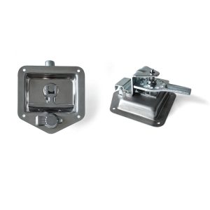 Polished Stainless Steel Folding T-Compression Handle Paddle Panel Latch with Dust Cover RV Truck Toolbox Locks Key